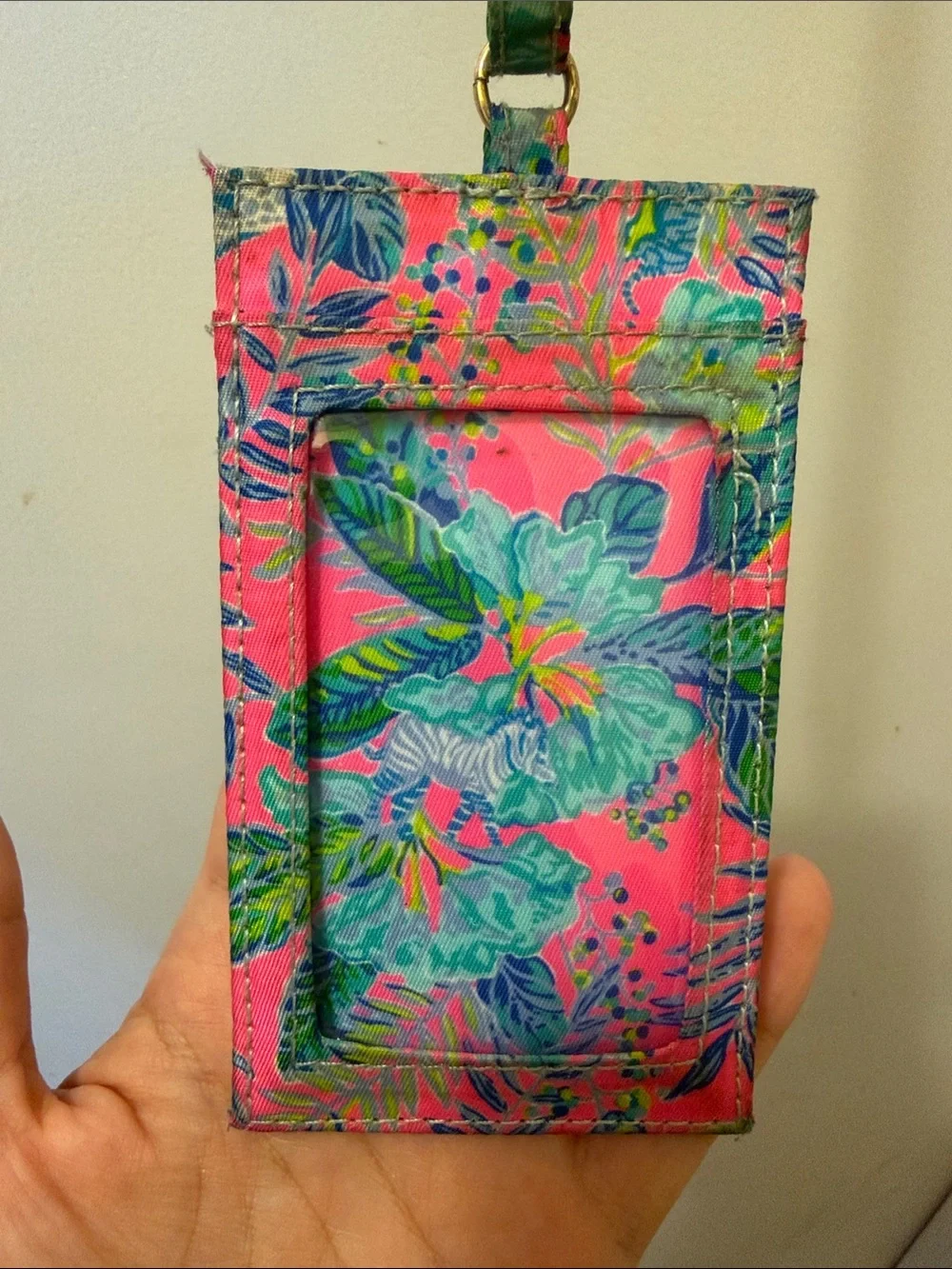 Lilly Pulitzer Pink & Teal Floral ID Lanyard Holder
